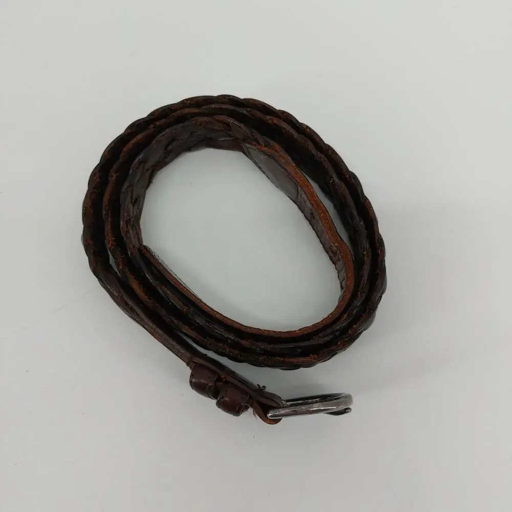Coach Men's Size 40 Brown Leather Belt Casual Braided Weaved